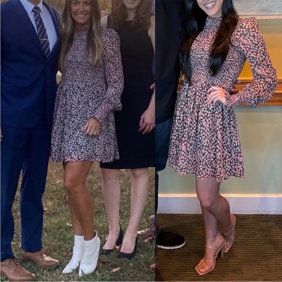 Green and Pink Floral Smocked Longsleeve Babydoll Dress 🌿 - Picture 10 of 12